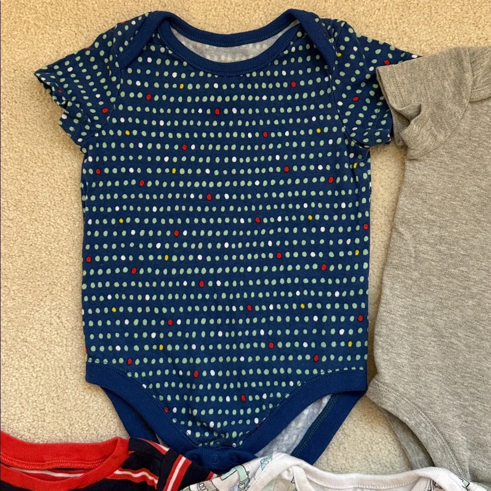 Gymboree & Old Navy Blue, Gray, and Red Bodysuits - set of 6